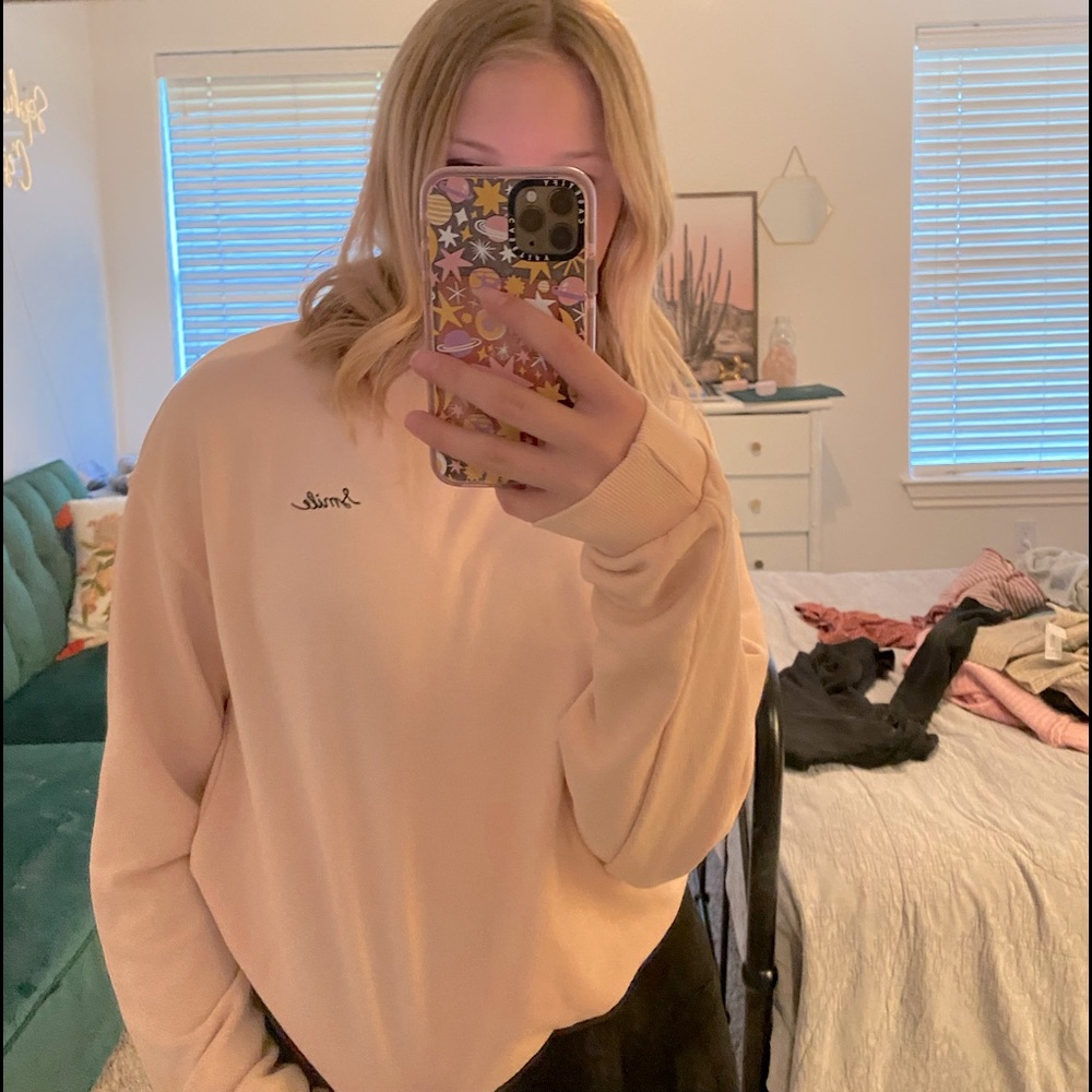 smile sweatshirt pink